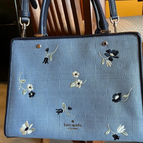 Kate Spade two tone blue with embroidery flowers - Picture 6 of 6